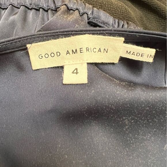 Good American Long Sleeve Washed Satin Wrap Front Blouse Blue XL NEW MSRP $149 - Picture 7 of 8